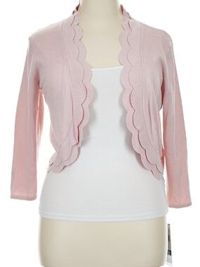 Perceptions Pale Pink Scallop-Trim Shrug Size XL NWT Balletcore